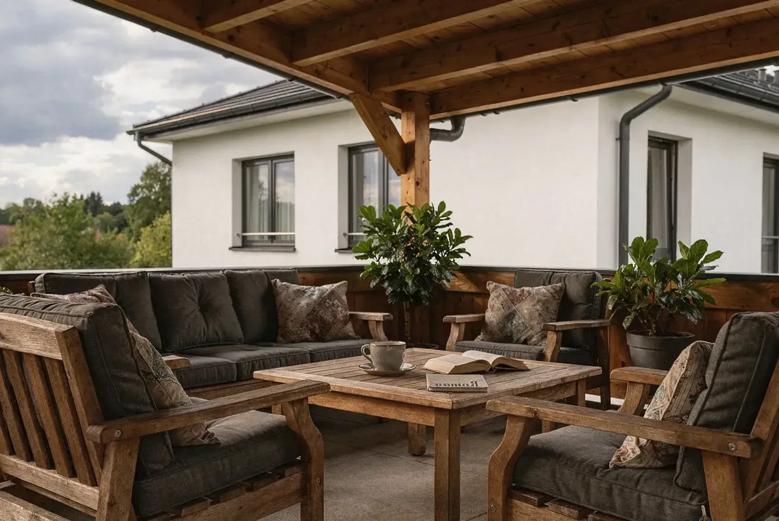 Terrassenüberdachung aus Holz in Erlangen